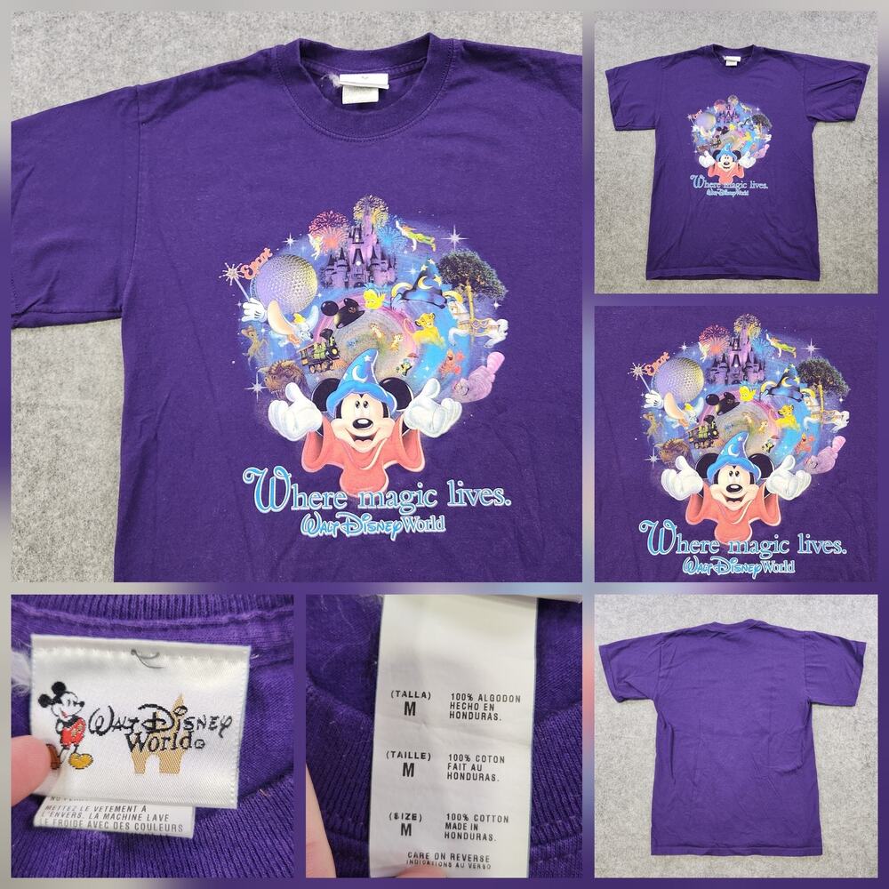 VTG Walt Disney‎ World Shirt Mens Medium Where Magic Lives Parks Mickey Mouse